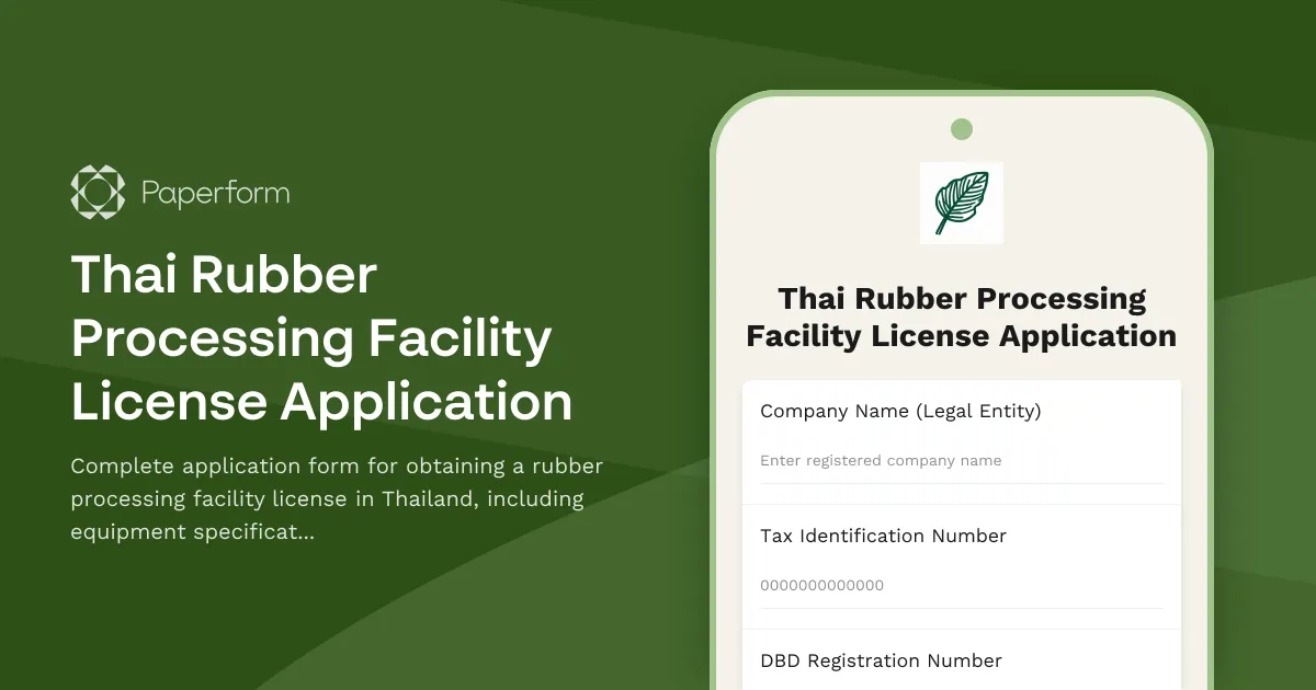 Thai Rubber Processing Facility License Application