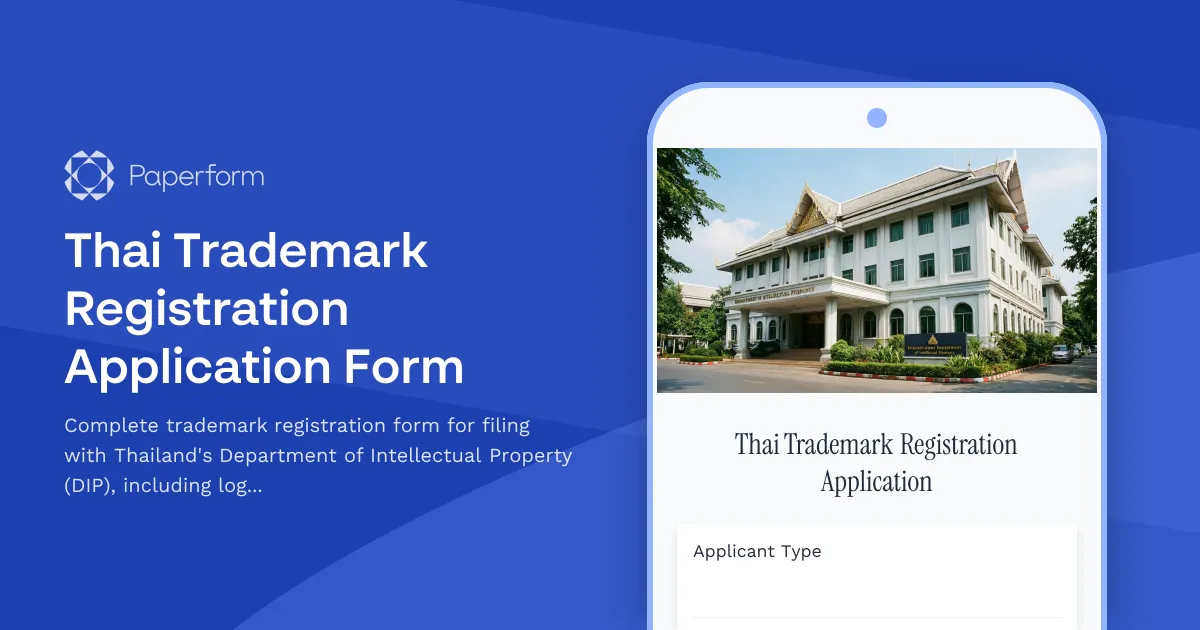 Thai Trademark Registration Application Form