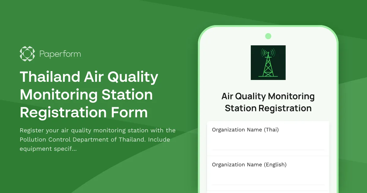 Thailand Air Quality Monitoring Station Registration Form