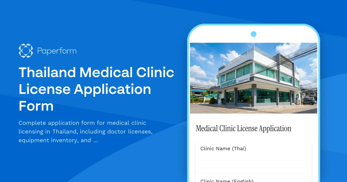 Thailand Medical Clinic License Application Form