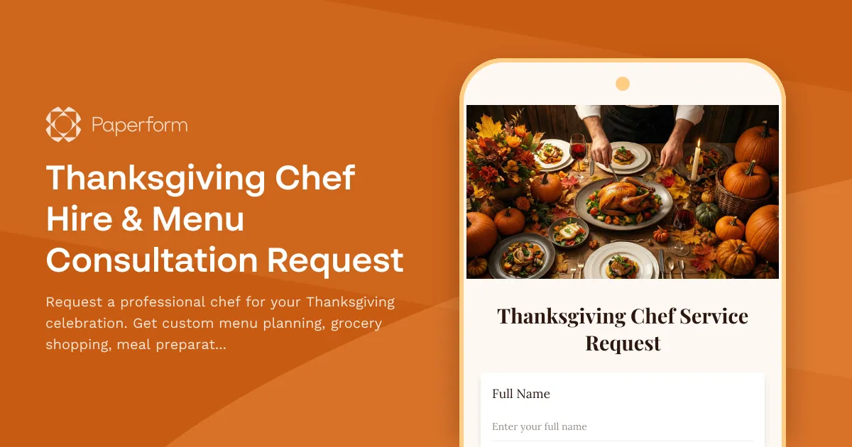 Thanksgiving Chef Hire & Menu Consultation Request
