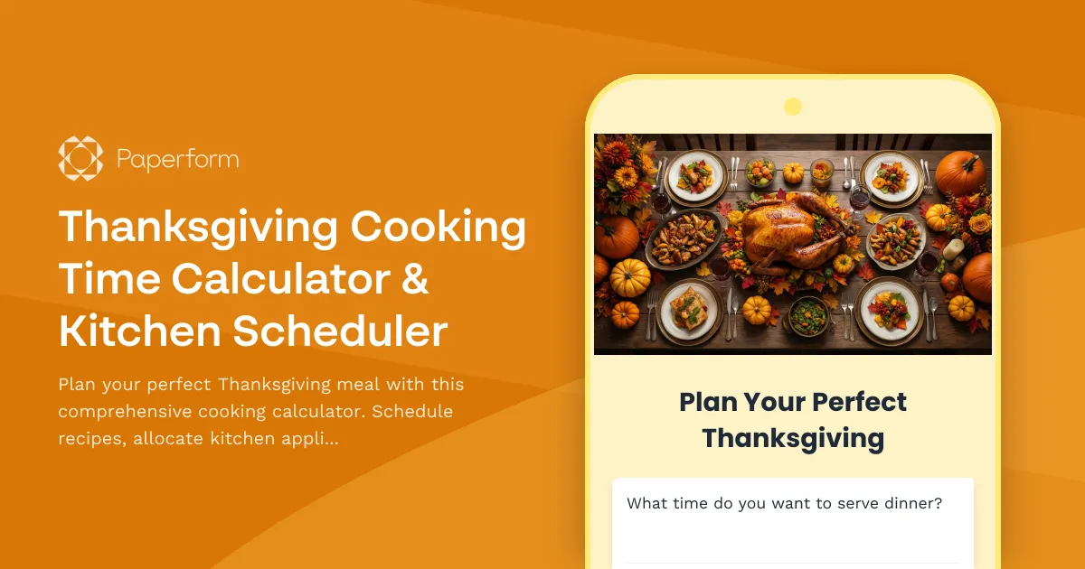 Thanksgiving Cooking Time Calculator & Kitchen Scheduler