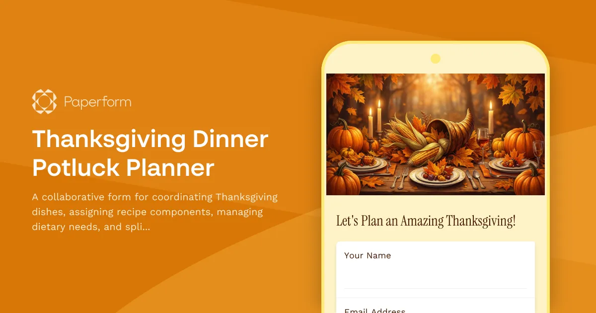 Thanksgiving Dinner Potluck Planner