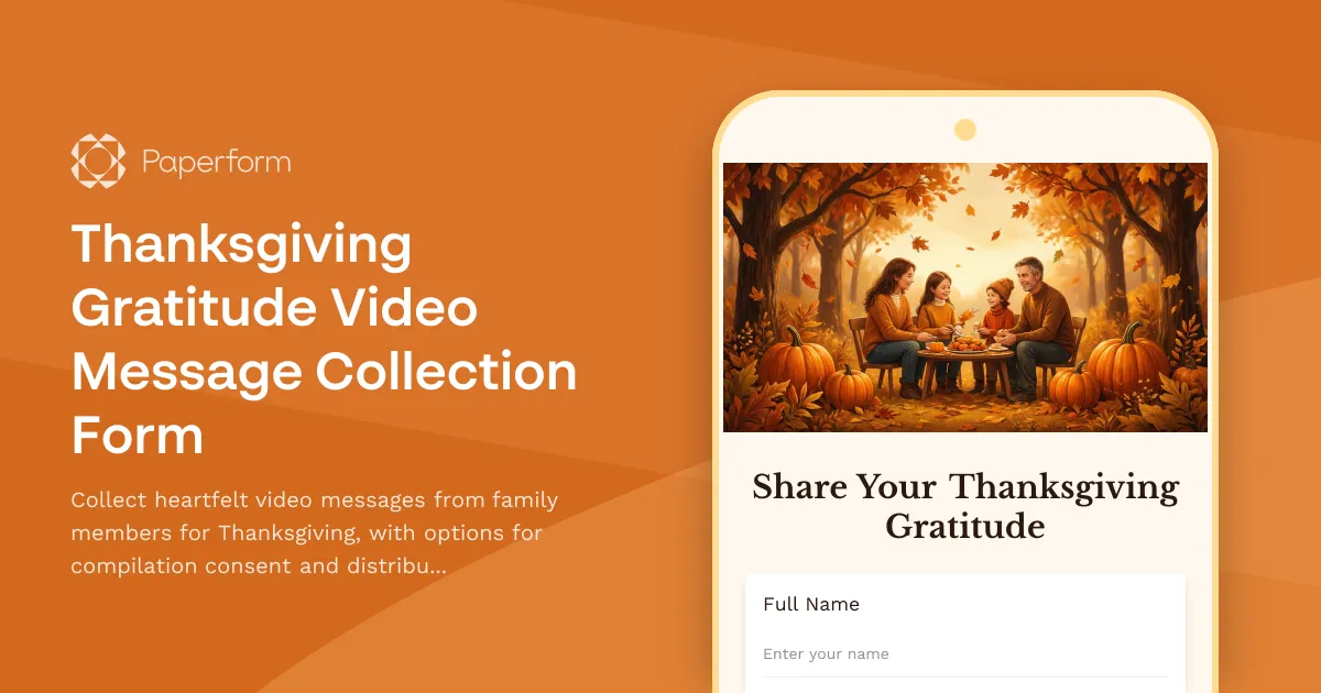 Thanksgiving Gratitude Video Message Collection Form