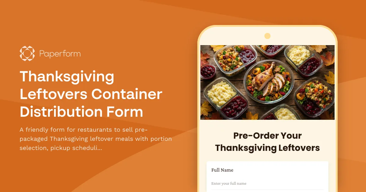 Thanksgiving Leftovers Container Distribution Form