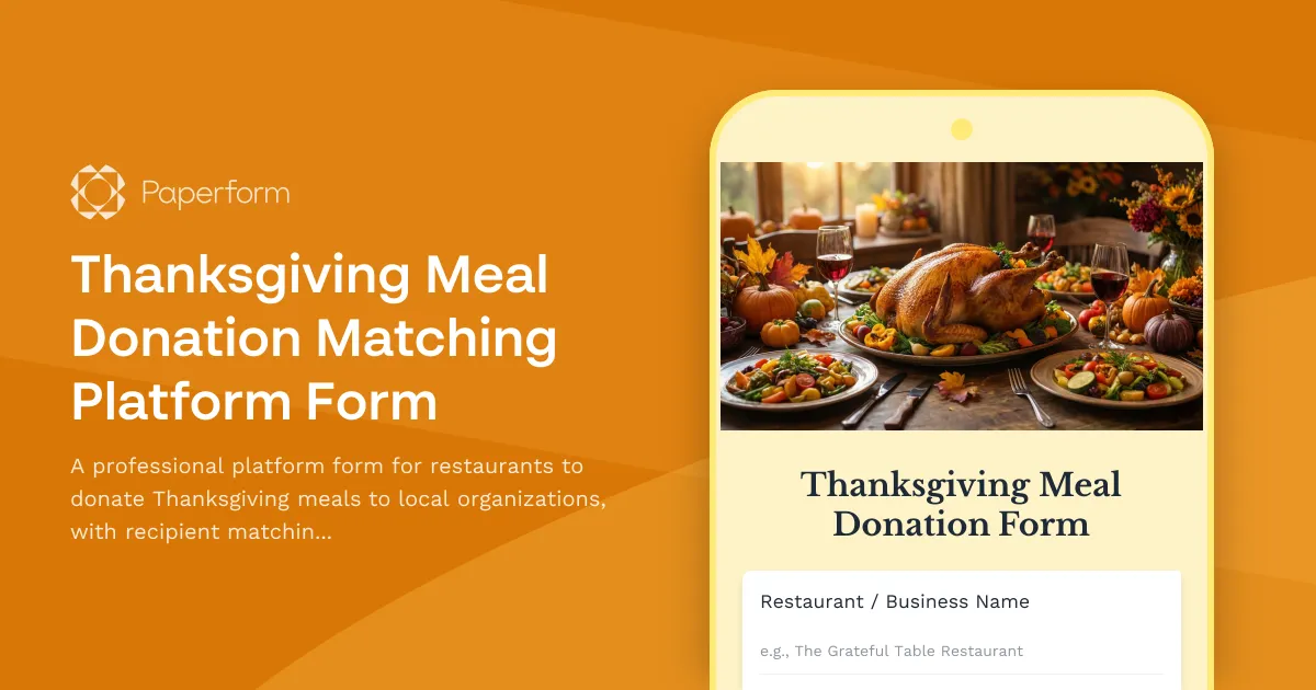Thanksgiving Meal Donation Matching Platform Form