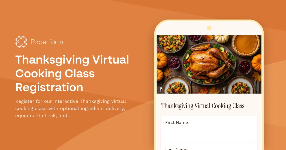 Thanksgiving Virtual Cooking Class Registration