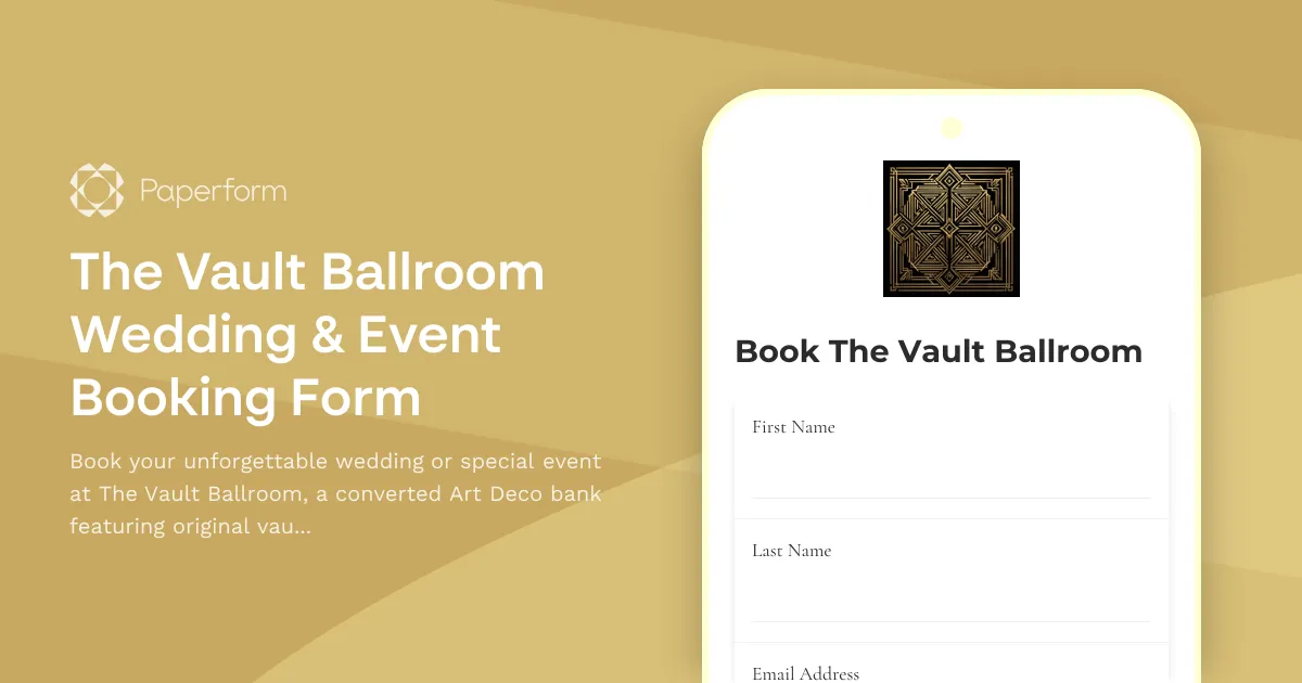 The Vault Ballroom Wedding & Event Booking Form