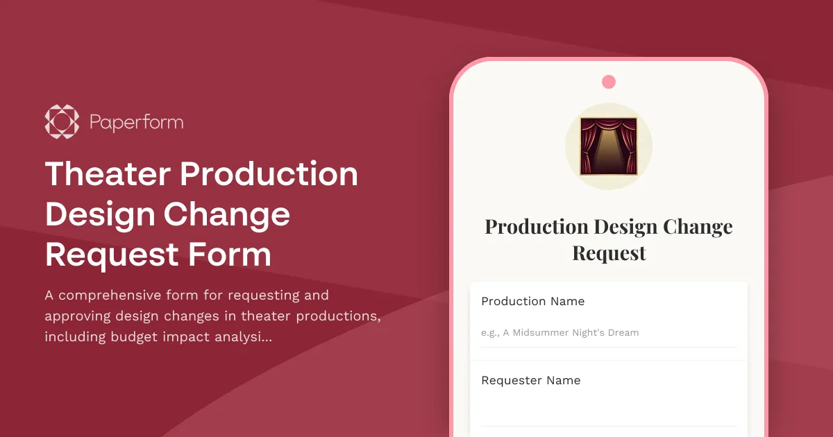 Theater Production Design Change Request Form