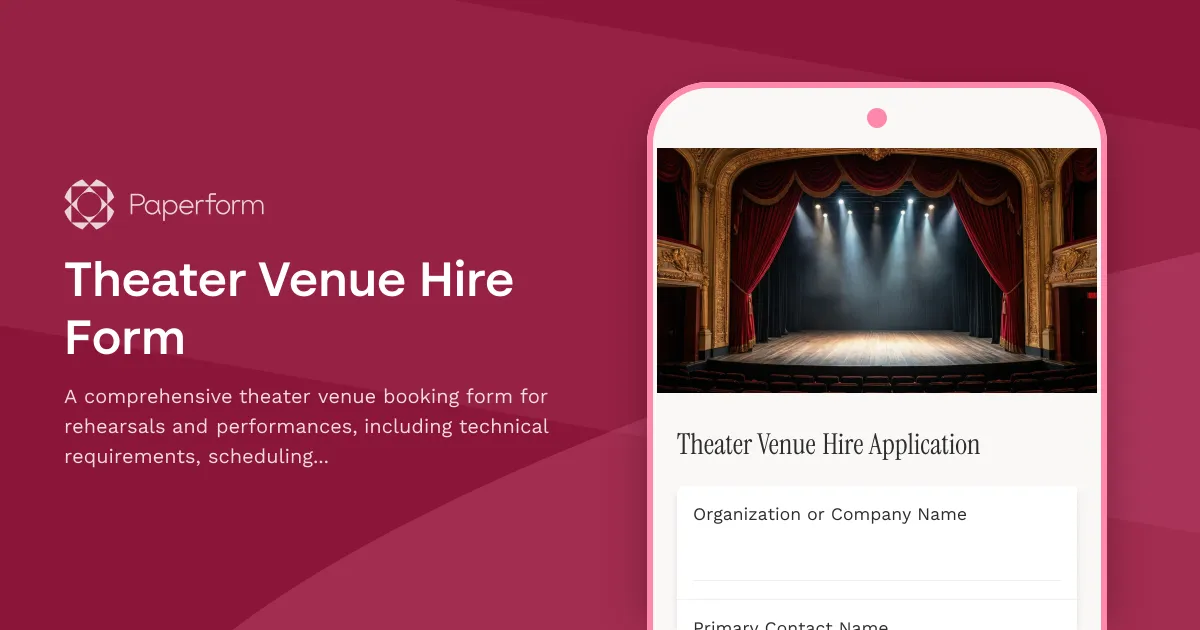 Theater Venue Hire Form