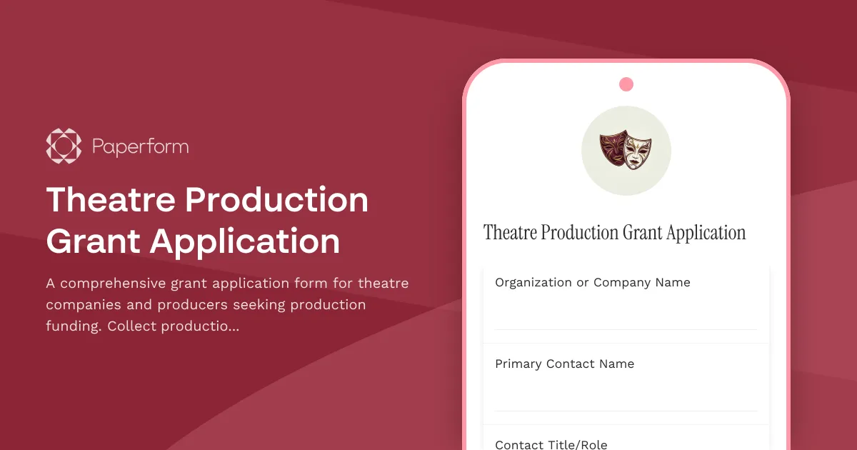 Theatre Production Grant Application