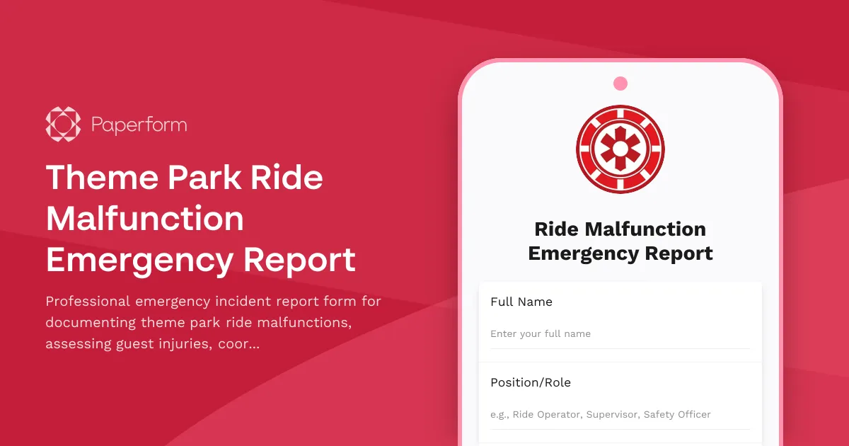 Theme Park Ride Malfunction Emergency Report