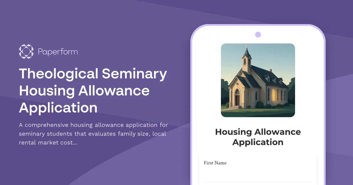 Theological Seminary Housing Allowance Application