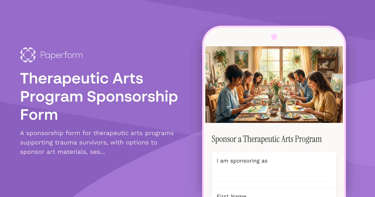 Therapeutic Arts Program Sponsorship Form