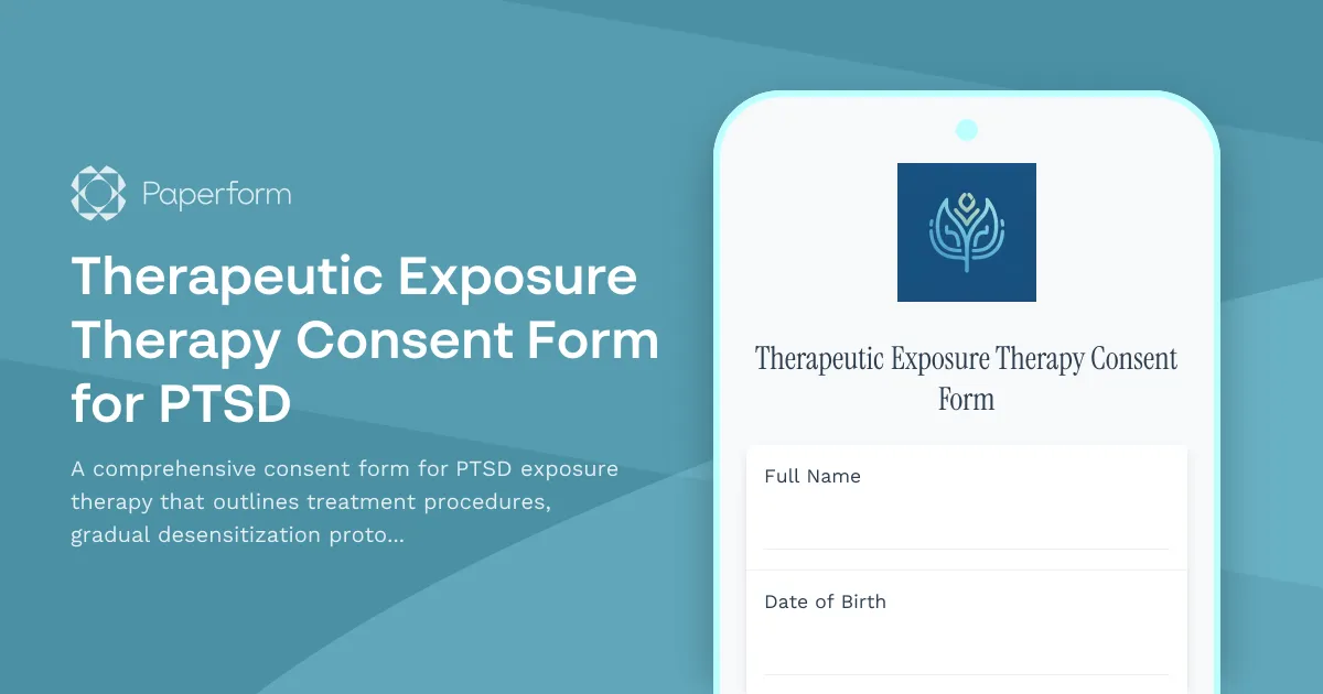 Therapeutic Exposure Therapy Consent Form for PTSD