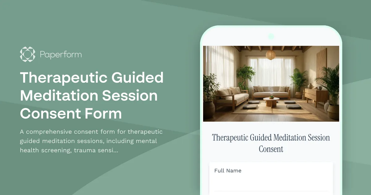 Therapeutic Guided Meditation Session Consent Form