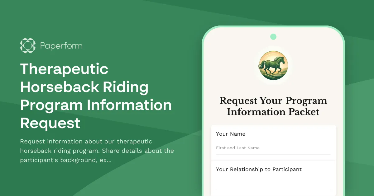 Therapeutic Horseback Riding Program Information Request