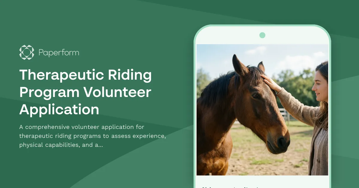 Therapeutic Riding Program Volunteer Application