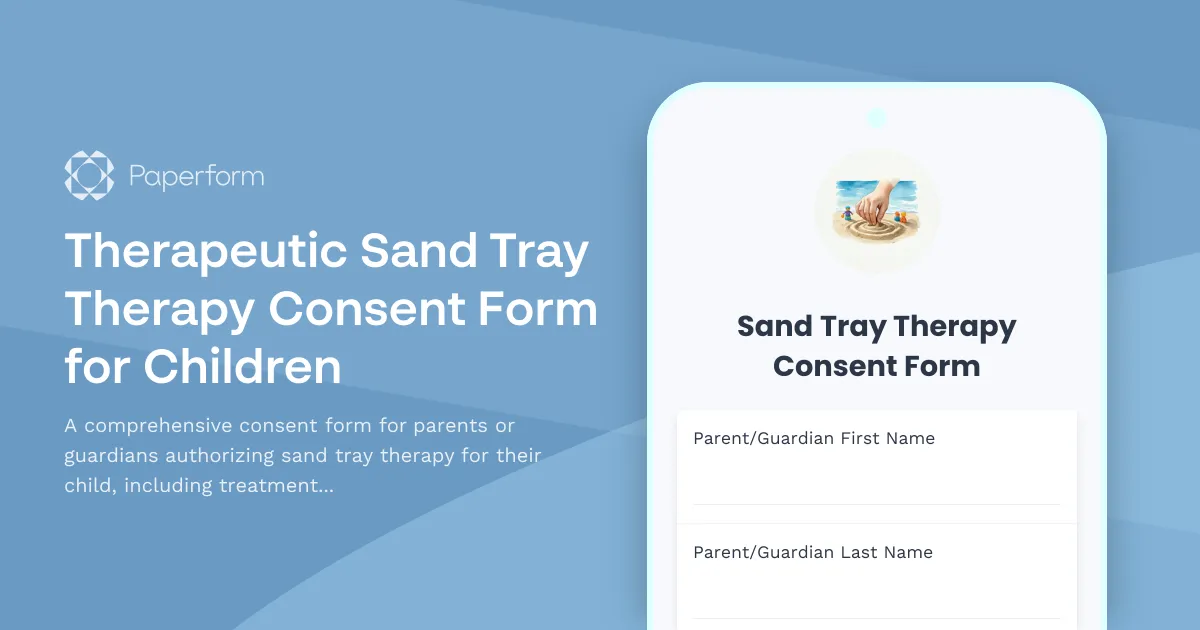 Therapeutic Sand Tray Therapy Consent Form for Children