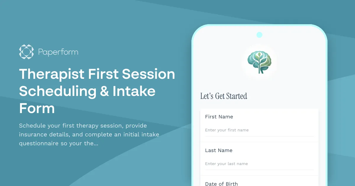 Therapist First Session Scheduling & Intake Form