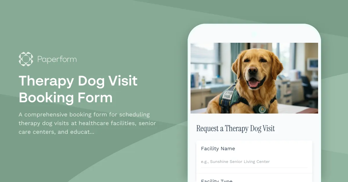 Therapy Dog Visit Booking Form