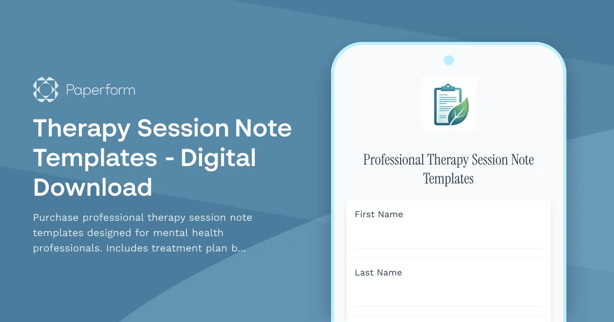 Therapy Session Note Templates - Digital Download