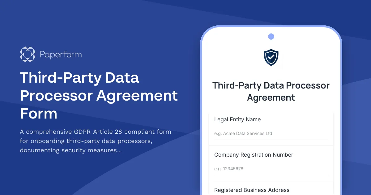 Third-Party Data Processor Agreement Form