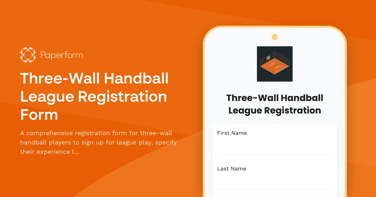 Three-Wall Handball League Registration Form
