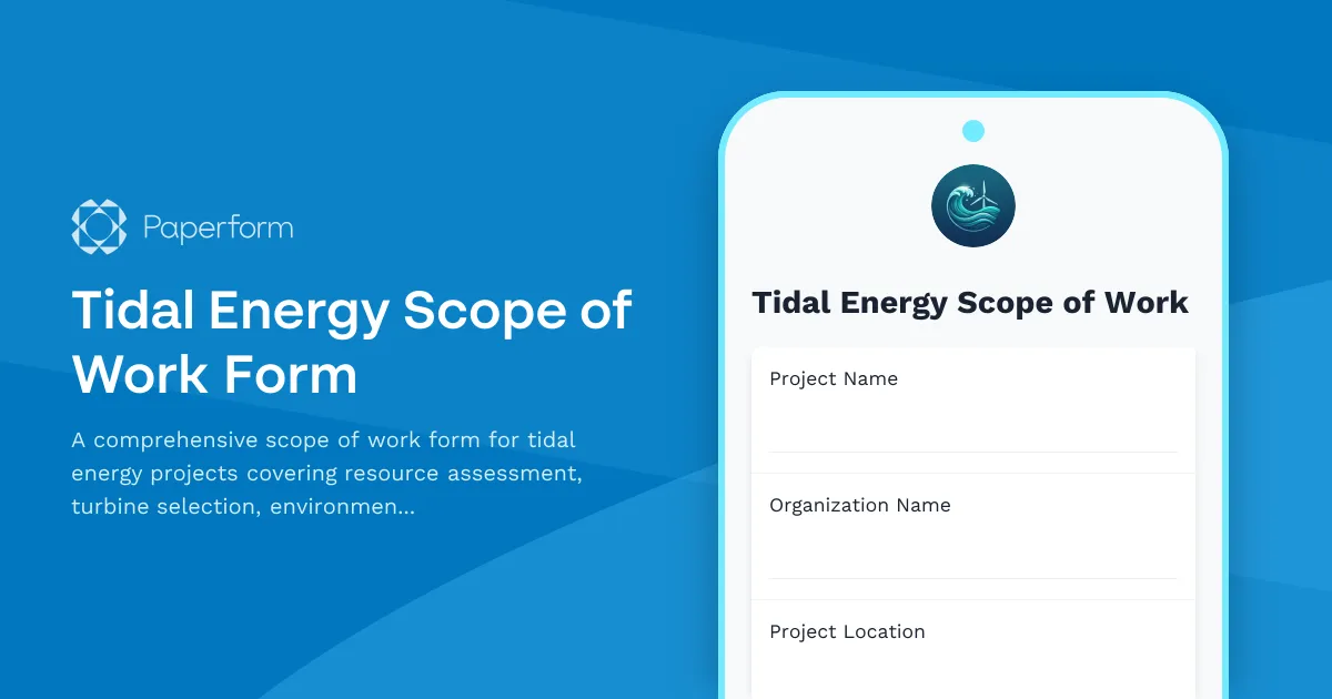 Tidal Energy Scope of Work Form