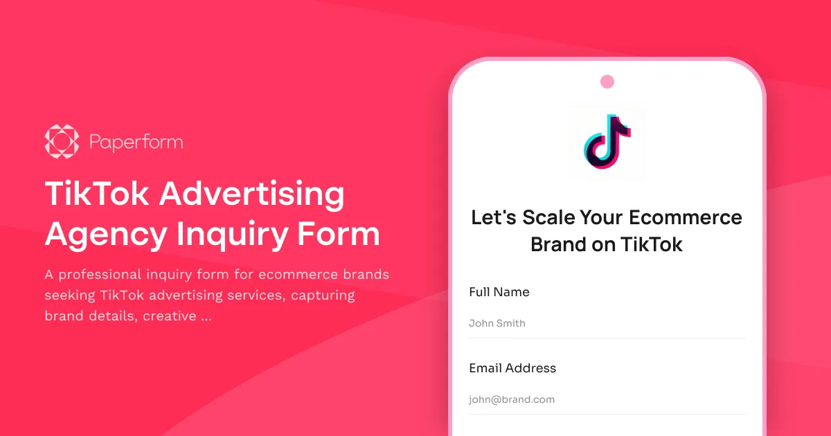 TikTok Advertising Agency Inquiry Form