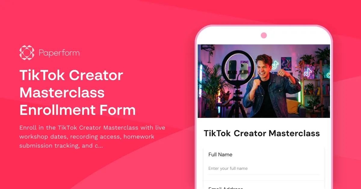 TikTok Creator Masterclass Enrollment Form
