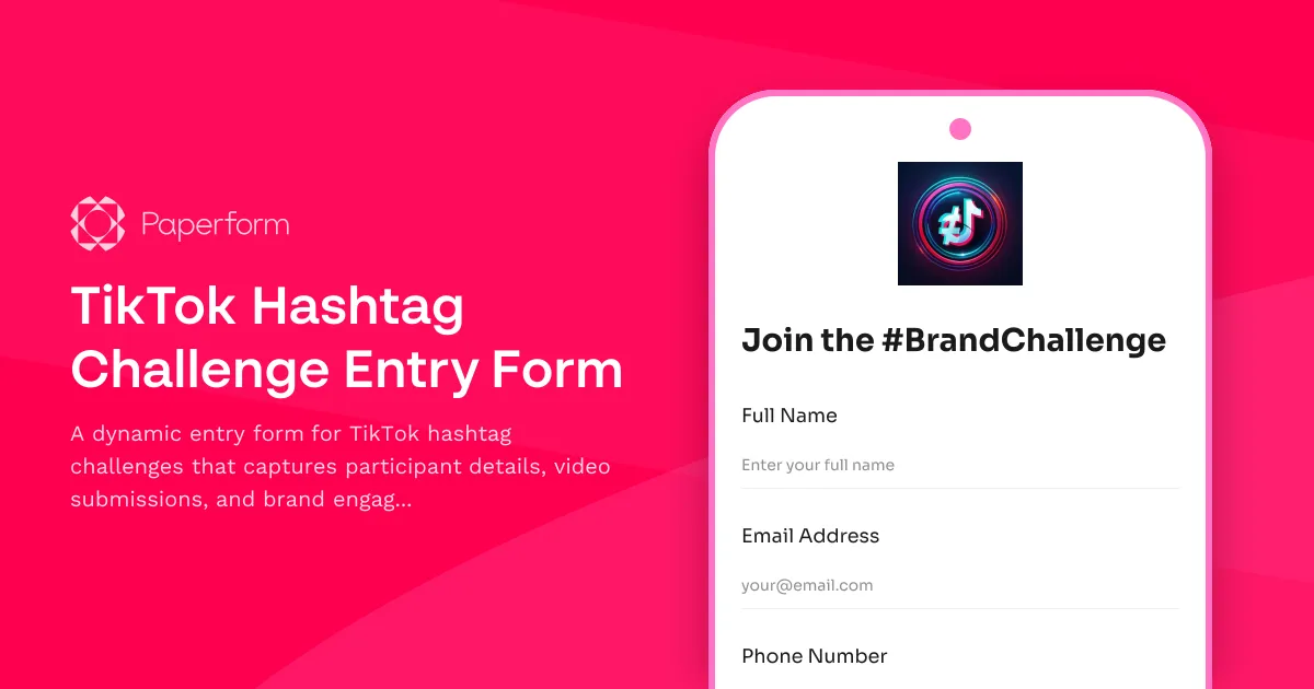 TikTok Hashtag Challenge Entry Form