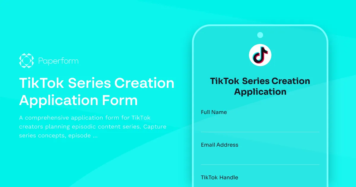 TikTok Series Creation Application Form
