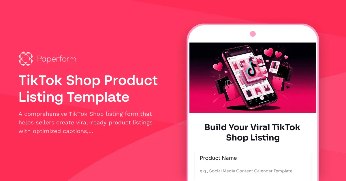 TikTok Shop Product Listing Template