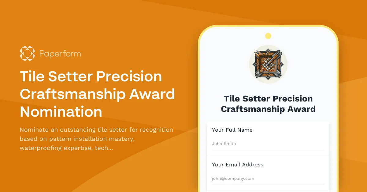 Tile Setter Precision Craftsmanship Award Nomination