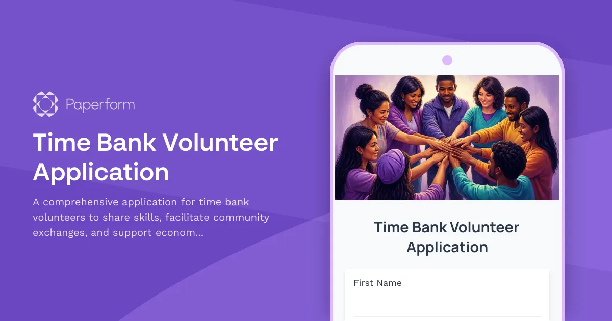 Time Bank Volunteer Application