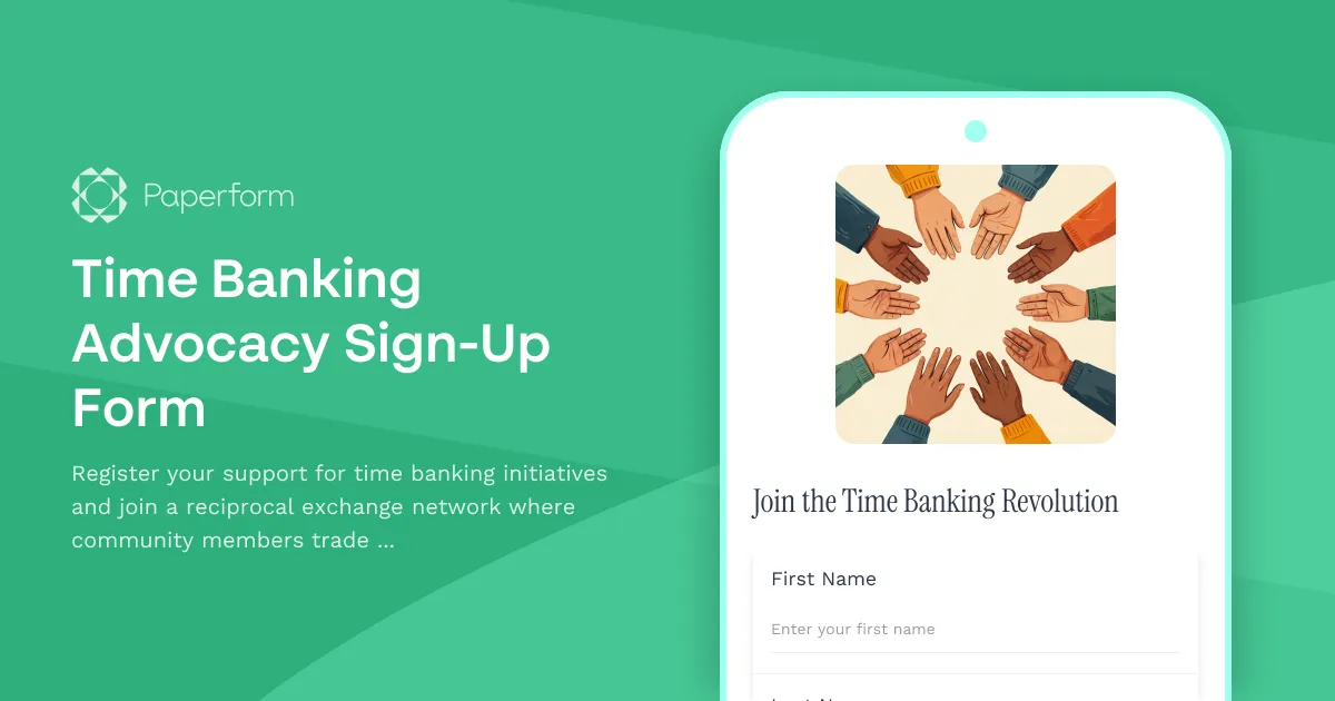 Time Banking Advocacy Sign-Up Form