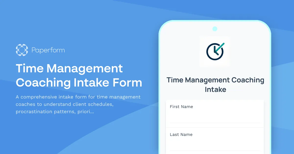 Time Management Coaching Intake Form