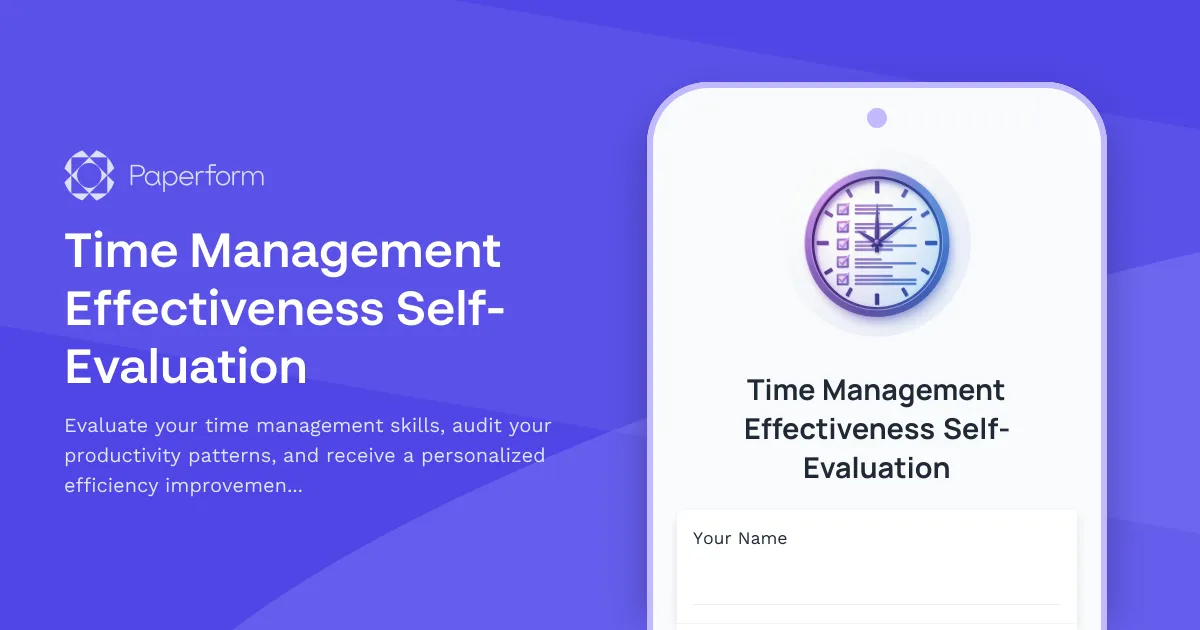 Time Management Effectiveness Self-Evaluation