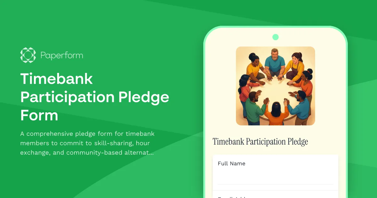 Timebank Participation Pledge Form