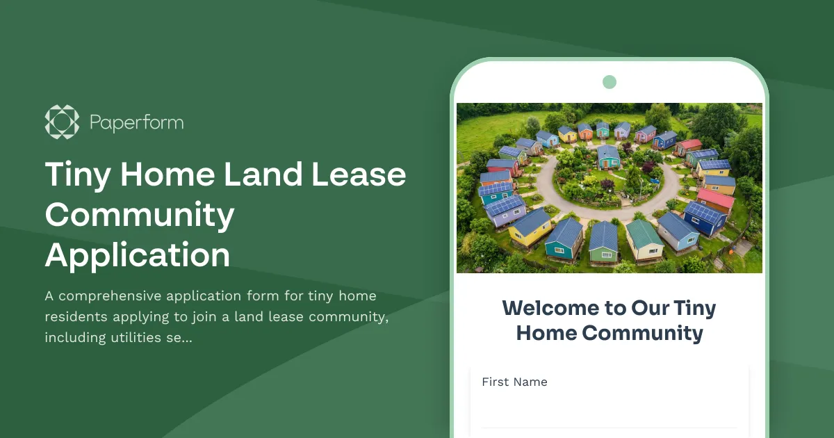 Tiny Home Land Lease Community Application