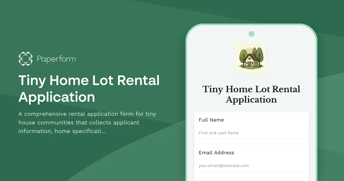 Tiny Home Lot Rental Application