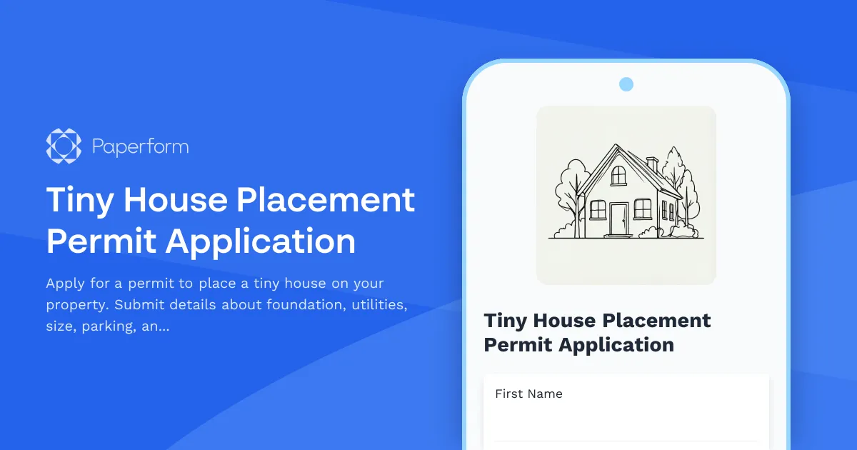 Tiny House Placement Permit Application