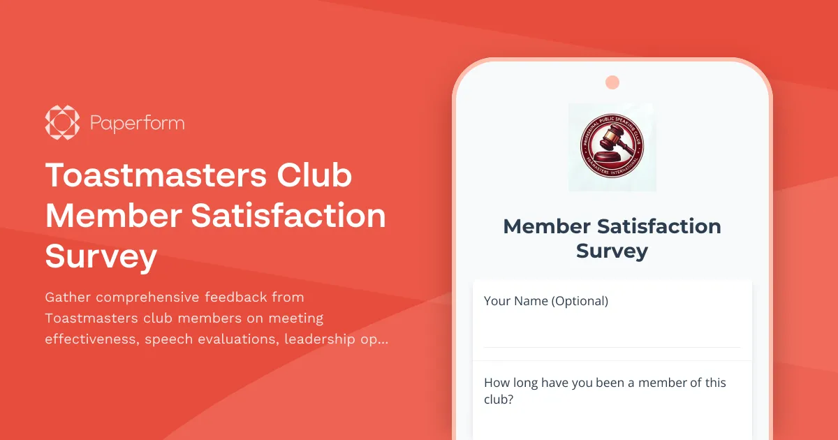 Toastmasters Club Member Satisfaction Survey