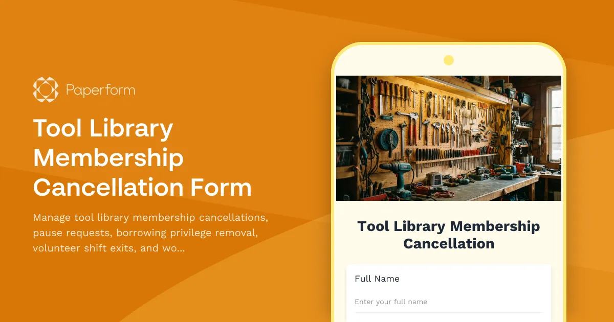 Tool Library Membership Cancellation Form