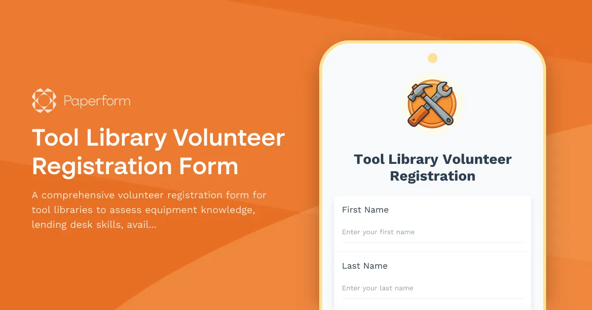 Tool Library Volunteer Registration Form