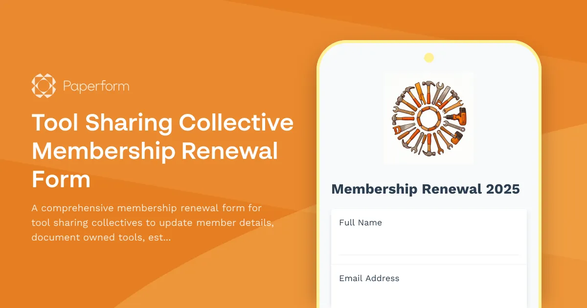 Tool Sharing Collective Membership Renewal Form