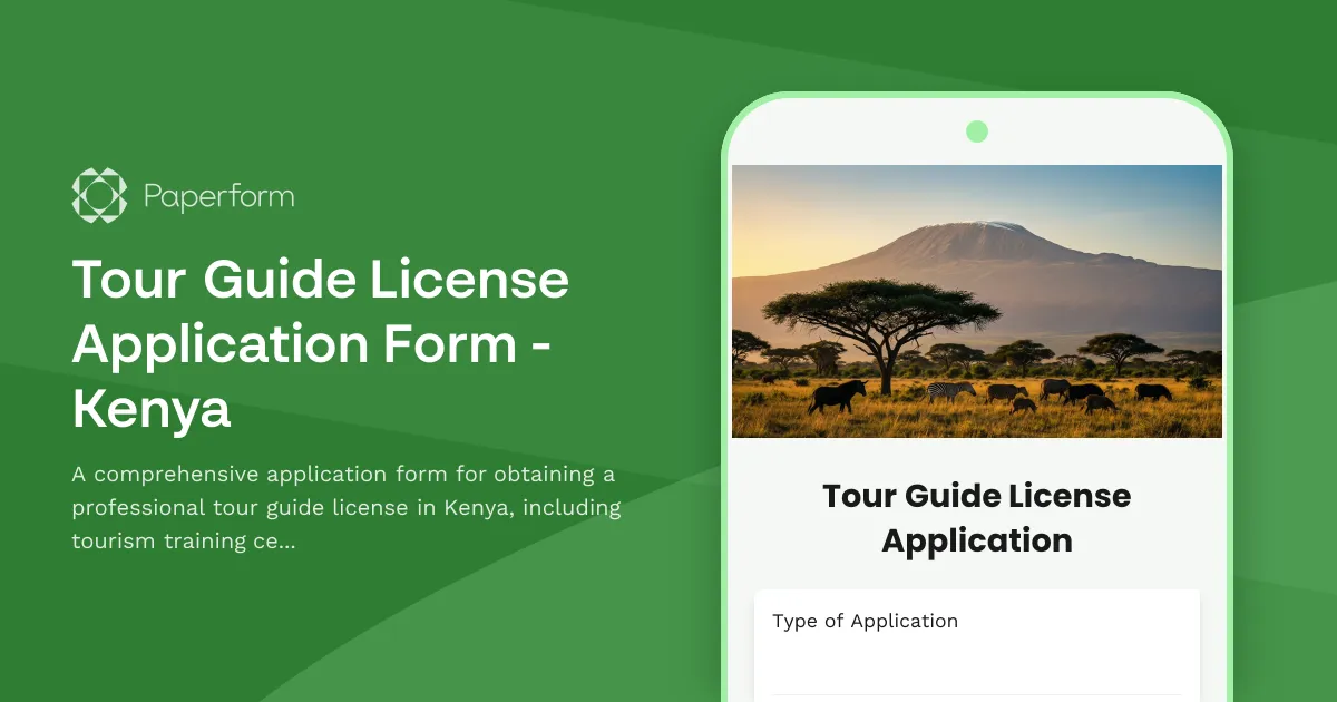 Tour Guide License Application Form - Kenya