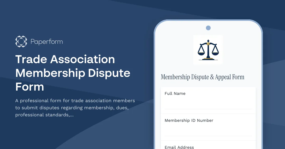 Trade Association Membership Dispute Form