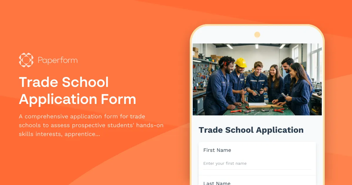 Trade School Application Form